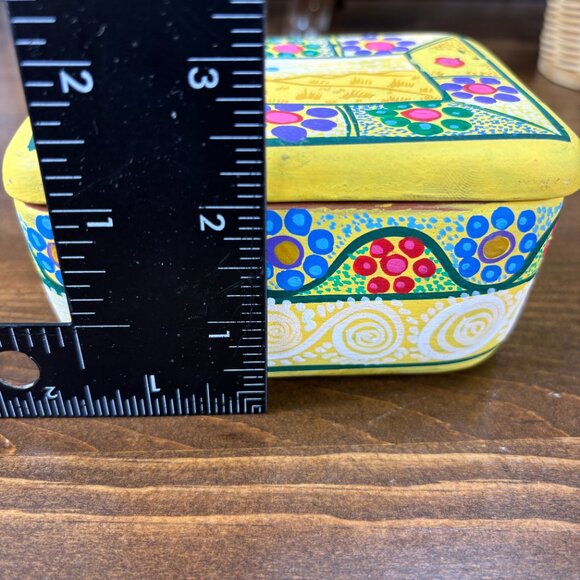Vintage Terracotta Trinket Box Hand Painted Mexican Pottery Ceramic Keepsake Box - Picture 13 of 16
